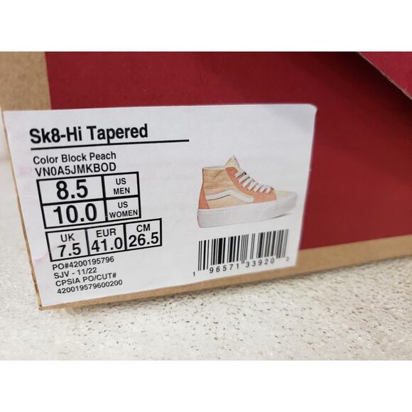 VANS Sk8-Hi Tapered Sneaker Platform Suede Peach Canvas Casual Women VN0A5JMKB0D - Picture 8 of 8